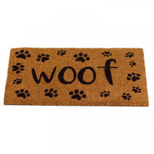 Load image into Gallery viewer, Woof Decoir Mat 75x45cm | Natural Coir Dog Pattern Doormat | Slip Resistant PVC Backed