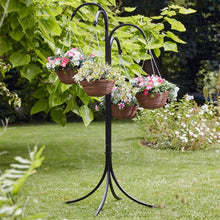 Load image into Gallery viewer, Titan 4-Way Garden Hanger Freestanding Heavy Duty - Hanging Baskets, Lantern, birdfeeders 4 Large round hooks