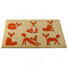 Load image into Gallery viewer, Fox Six Vixens Decoir Mat 45x75cm | Fox Pattern Natural Coir Doormat | Slip Resistant