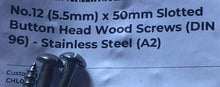 Load image into Gallery viewer, Slotted (spade) Button Head Wood Screw - Stainless Steel 5.5mm W x 50mm long