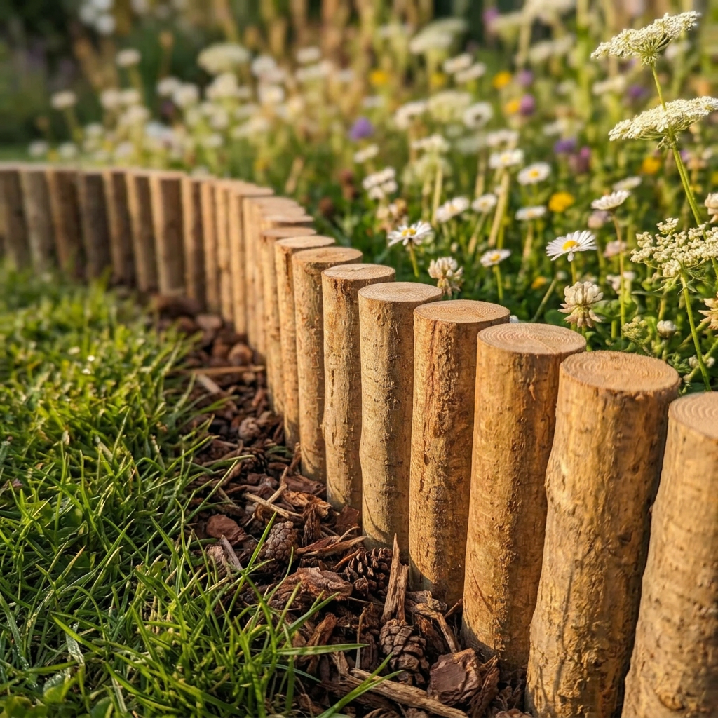 Fresh-Cut Hazel Log Roll Lawn Edging | Made to Order