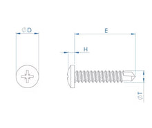 Load image into Gallery viewer, No.12 5.5mm x 50mm Self Drilling Pozi Pan Head Screws (DIN 7504M Z) - Black Stainless Steel (A2)