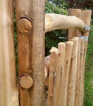 Load image into Gallery viewer, Wide Hazel Posts 120cm (4ft) 7.5cm (3") to 10cm (4") Diameter Hazel fence gate posts unpeeled Pointed or Flat (non-pointed) Sold individually