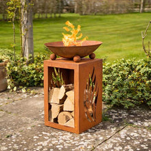 Load image into Gallery viewer, Fuego Firepit & Log Store - Outdoor heating - Havana - Smart Garden - H63cm x W44cm x D44cm - Log wood burner