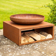 Load image into Gallery viewer, Fire pit bowl with wood drying storage