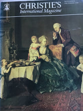 Load image into Gallery viewer, The cover of the November/December 1989 issue of Christies International magazine, featuring an illustration of a family seated at a table with a waiter attending, dressed in 18th-century clothing.