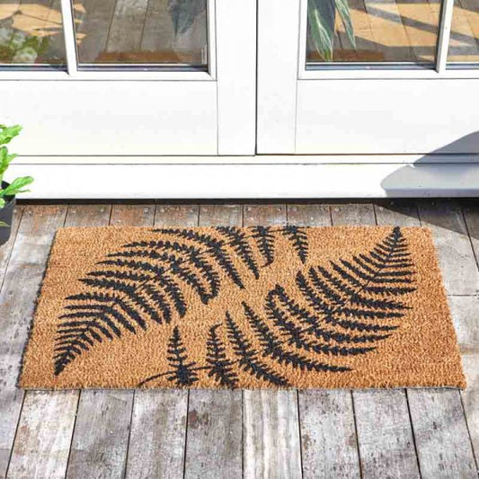Ferns Decoir Mat 75x45cm | Natural Coir Doormat with Fern Pattern | Slip Resistant