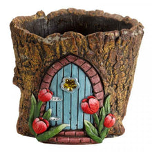 Load image into Gallery viewer, 4x Pixie Pots - Plant pots - Plant pots with doors, Elves, Pixies, Fairy 15cm Diamter 18cm tall FOUR PACK
