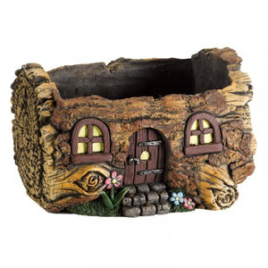 Pixie Planter - Plant Pot - Wood Log Effect Planter - Elvedon Fairy Plant Pots 16x21x14 cm