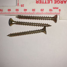 Load image into Gallery viewer, 3 x Multi-purpose 50mm long screws - Brass/gold colour - Pack of 3 -
