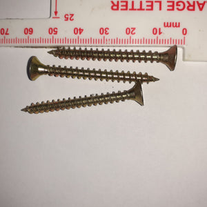 3 x Multi-purpose 50mm long screws - Brass/gold colour - Pack of 3 -