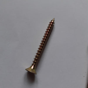 3 x Multi-purpose 50mm long screws - Brass/gold colour - Pack of 3 -