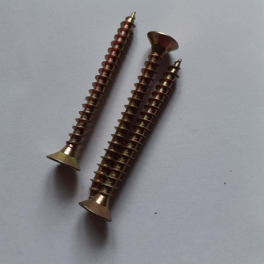 3 x Multi-purpose 50mm long screws - Brass/gold colour - Pack of 3 -