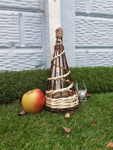 Load image into Gallery viewer, Willow mini 28cm obelisk cone ideal to support pot plants and ground fruits.
