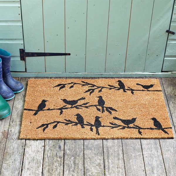 Bird Song 45x75cm - Doormat - Birds silhouette pattern