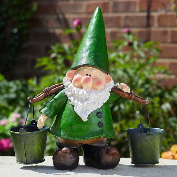 Pail Wilf - Garden Gnome with pails of water. Yoke & buckets - Elvedon Elf, Fairy, Pixie, Gnome Figurines