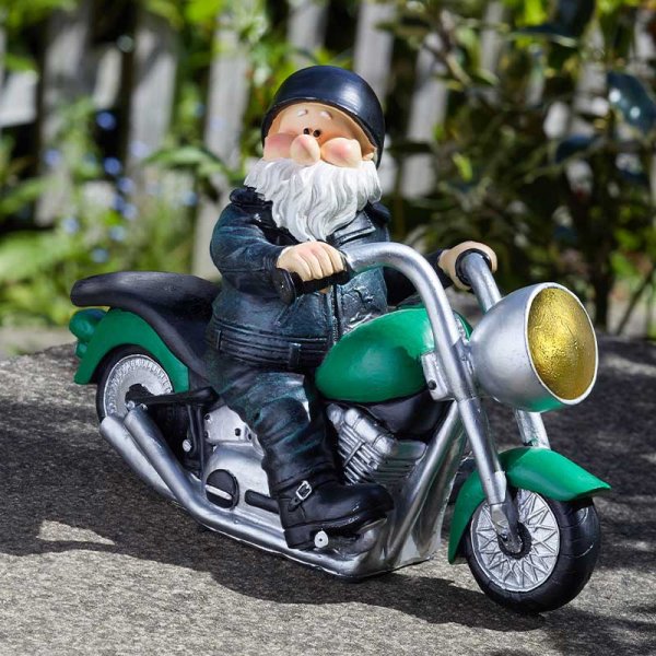 Born to Be Wilf - Garden Gnome on a motorbike - Elvedon Elf, Fairy, Pixie, Gnome Figurines