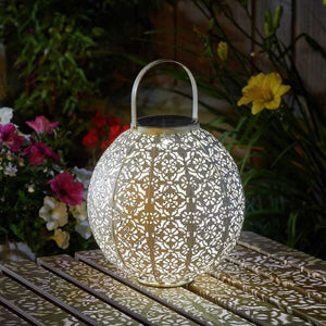 Damasque Cream Lantern - Solar light - 23.5 x 22.5 cm