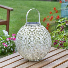 Load image into Gallery viewer, Damasque Cream Lantern - Solar light - 23.5 x 22.5 cm - Smart Solar
