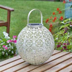 Damasque Cream Lantern - Solar light - 23.5 x 22.5 cm