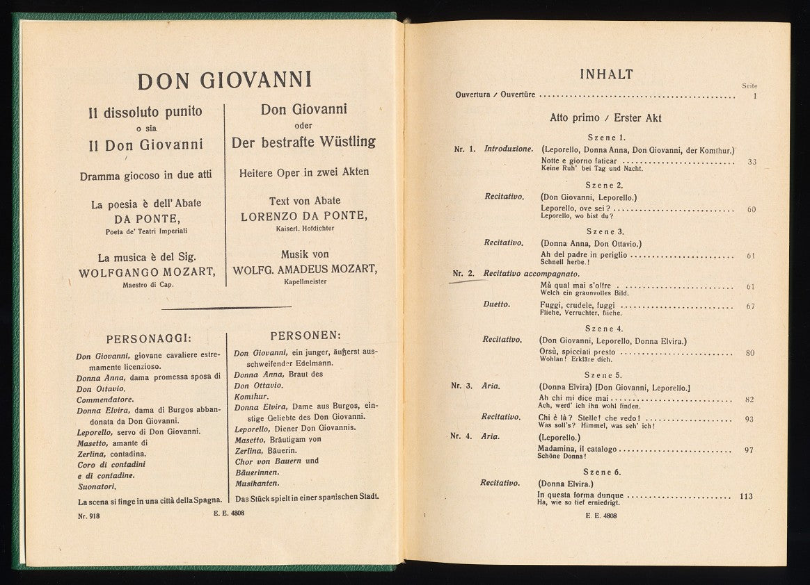 Il Dissoluto Punto Ossia Il Don Giovanni: Drama Giocoso in 2 Akten. K 527 [Hardcover] Mozart. Lorenzo da Ponte, et al.