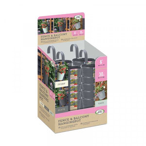 6in 15.5cm Fence & Balcony Hanging Pot - Slate - Metal