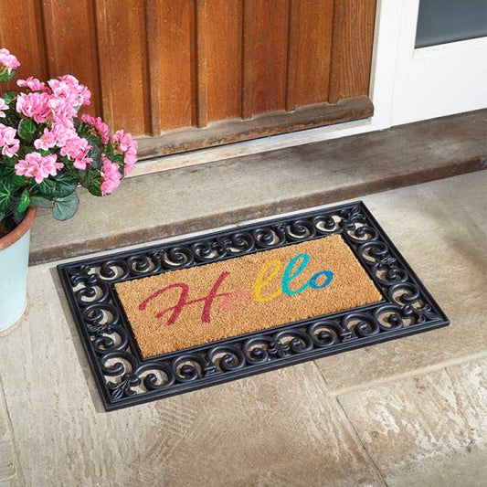 Hello - Colour 53x23cm - Coir Mat - Doormat insert Welcome Doormat