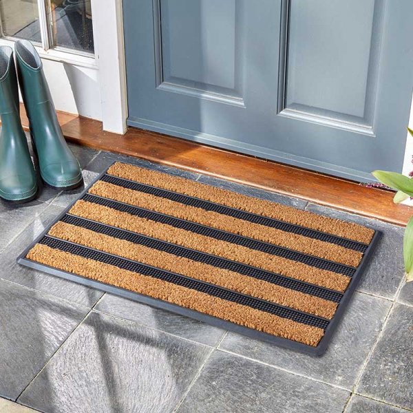 Muck Off! Combi Brush Mat - 45 x 75cm Coir and Rubber - Deep Pile - Doormat