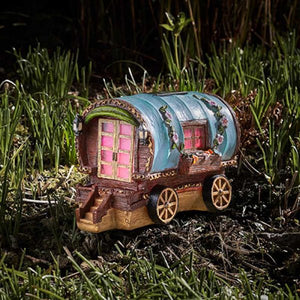 Gypsy Rose Caravan Elvedon Solar Powered Houses - Indoor or Outside - Pixie, Fairy, Elf
