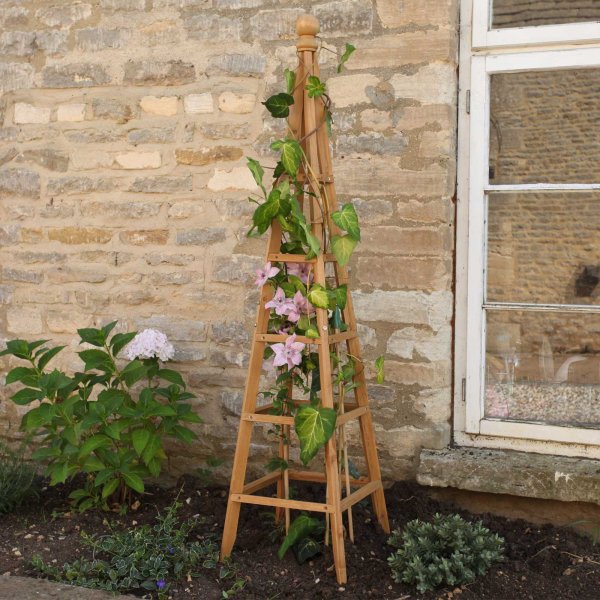 Wooden Obelisk - Woodland Obelisk 1.9m, 1.5m - Brown, Green or Slate - Plant support Smart Garden