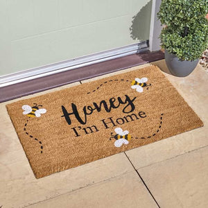 Honey Decoir Mat 75 x 45cm  - Honey Bees Pattern Doormat -'Honey I'm Home'