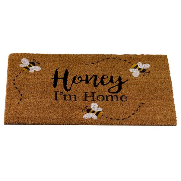 Honey Decoir Mat 75 x 45cm  - Honey Bees Pattern Doormat -'Honey I'm Home'