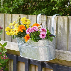 12in Fence & Balcony Hanging Planter - Galvanised