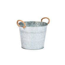 Load image into Gallery viewer, 9in Rustic Rope Handled Planter - Galvanised
