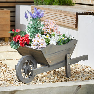 Woodland Wheelbarrow Wooden  Planter - Garden Ornament - Smart Garden Products - Medium or XL Original and Slate colours