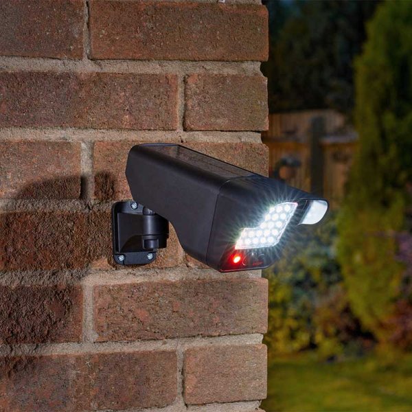 PIR Floodlight & Decoy Camera 280L Solar Charged (no mains wiring required)