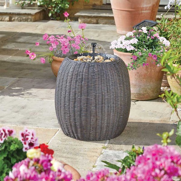 WaterWeave - Solar Powered Water Feature Fountain - No Mains required Water Weave Woven basket