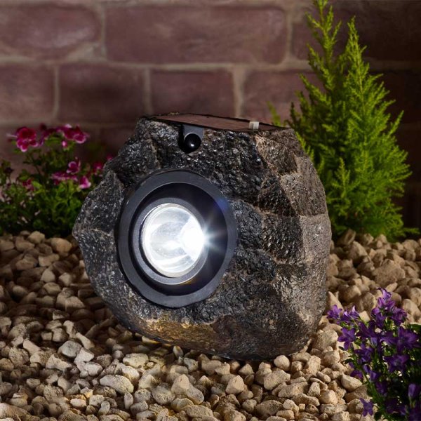 PIR Ultra Bright Mega Rock 100L - PIR Motion Sensor Solar Charged (no mains wiring required) 20 x 25cm