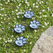 Load image into Gallery viewer, Solar PetPaws Stake Lights 4pack - Solar Charged - Border marker up-lights paw shaped
