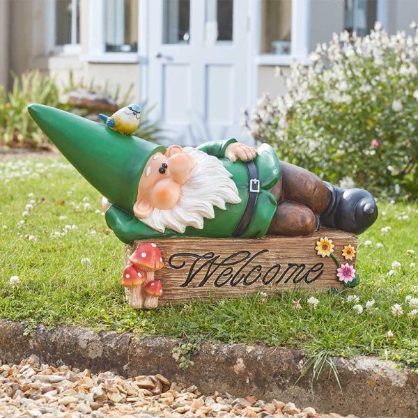 Welcoming Wilf - Garden Gnome - Elvedon Elf, Fairy, Pixie Figurines - Large Wilf 30 x 53 x 18cm