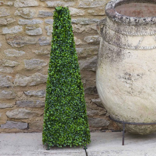 60cm or 90cm Faux Boxwood Obelisk - Green Decorative garden feature that adds height to borders