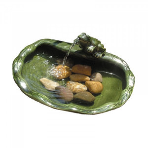 Ceramic Frog - Solar Powered Water Feature Fountain - No Mains required