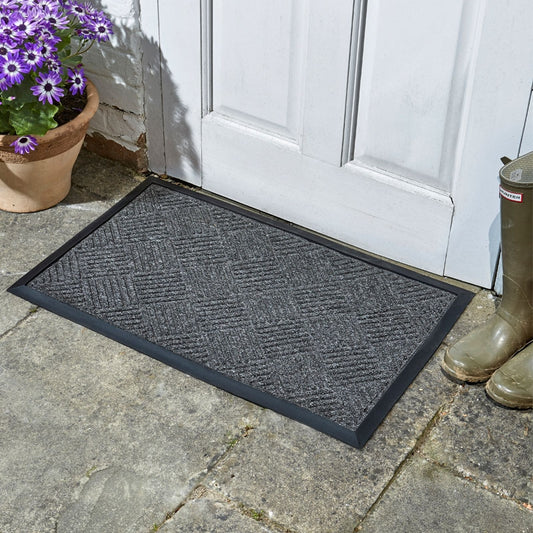 Opti-Mat Anthracite Chequered Doormat | Rubber Backed | 45x75cm