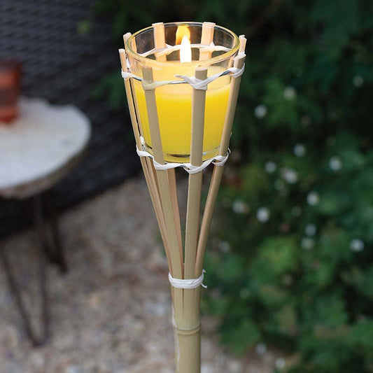 Citronella Bamboo Torch Candle 75cm | Up to 15 Hour Burn | Mosquito Repellent | Outdoor Garden