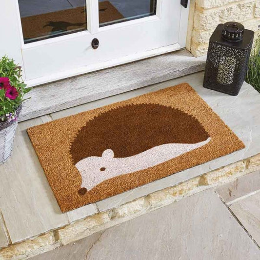 Hedgehog Spike Decoir Mat 45x75cm | Hedgehog Pattern Natural Coir Doormat | Slip Resistant