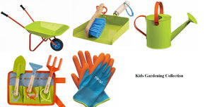 Children's Gardening Kit - Includes - Wheelbarrow, Watering Can, Tool Belt, Dust Pan with Brush and Gloves - Kids gardening package