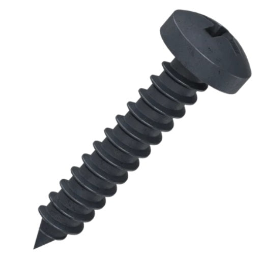 Pack of 3 - Phillips (Cross) Self Tapping Pan Head Screws - Black Stainless Steel 5.5mm x 50mm long