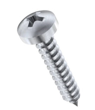 Load image into Gallery viewer, Pack of 3 - Phillips (Cross) Self Tapping Pan Head Screws - Marine Stainless Steel 5.5mm x 25mm long.

