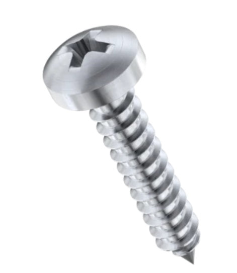 Pack of 3 - Phillips (Cross) Self Tapping Pan Head Screws - Marine Stainless Steel 5.5mm x 25mm long.