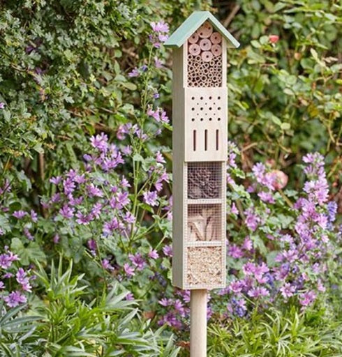 Bug & Bee Tower Column Post Bug & Bee house, hotels - Safe place, bees & insects FSC 1